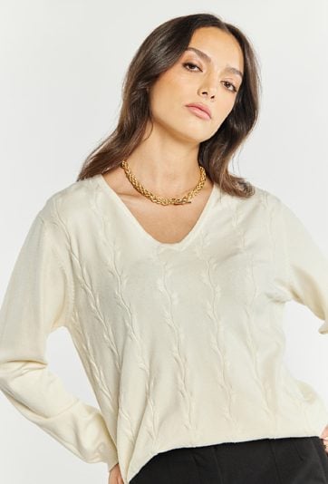 Sweter damski z dekoltem w serek