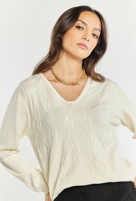 Sweter damski z dekoltem w serek