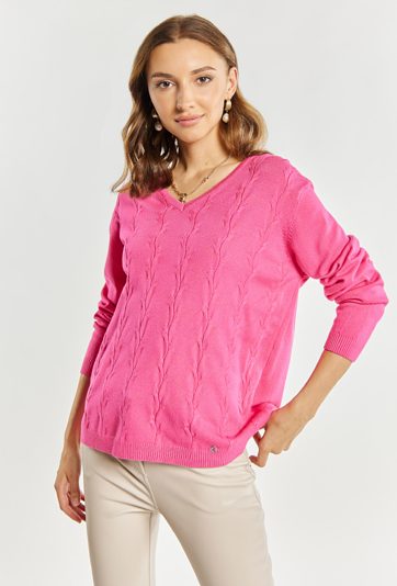 Sweter damski z dekoltem w serek