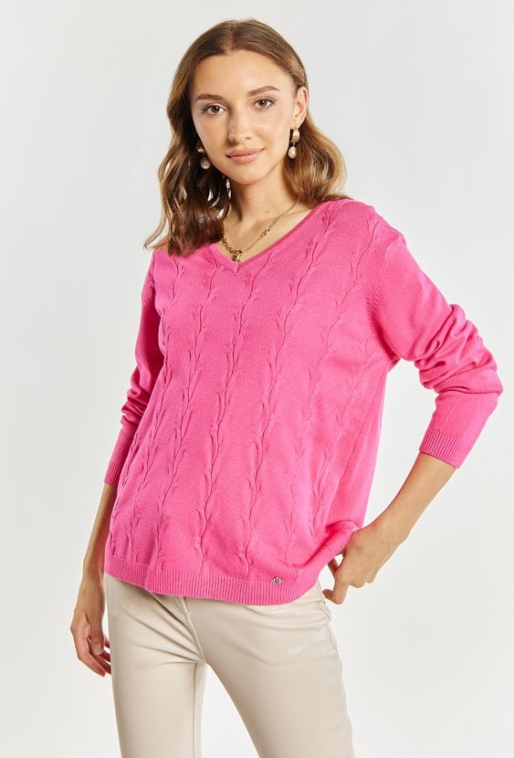 Sweter damski z dekoltem w serek