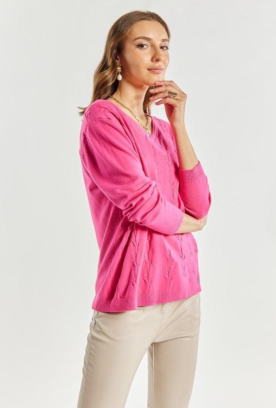 Sweter damski z dekoltem w serek