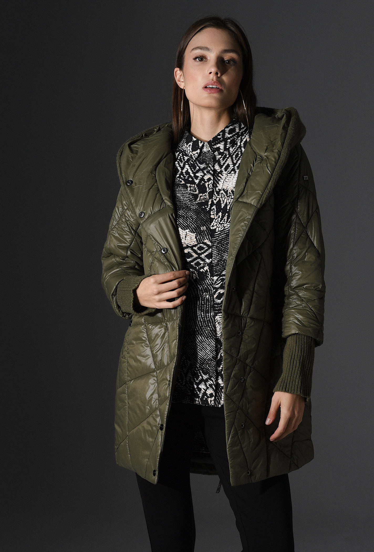 【PORTERNA】Lemur line long coat Płaszcz damski z kapturem
