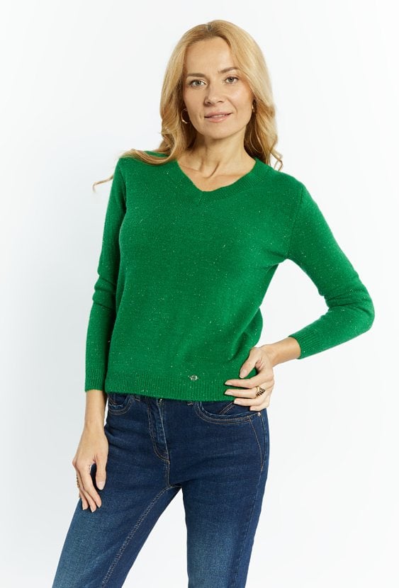 Połyskujący sweter damski