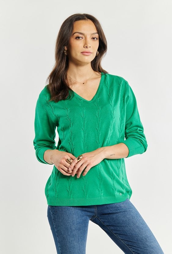 Sweter damski z dekoltem w serek