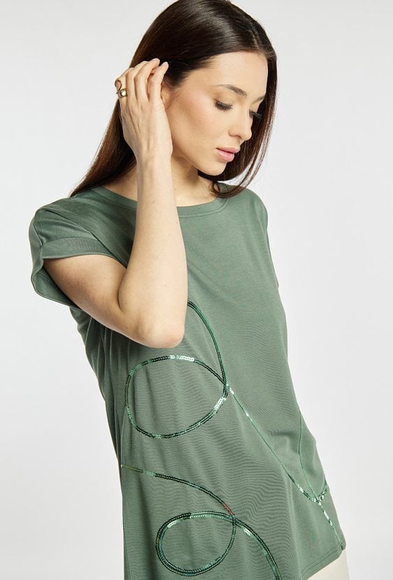 T-shirt z połyskującymi paskami