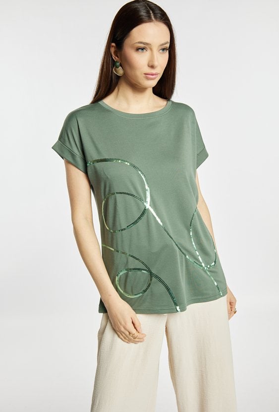 T-shirt z połyskującymi paskami