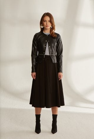 Elegancka kurtka z imitacji skóry