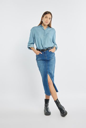 Modna jeansowa spódnica