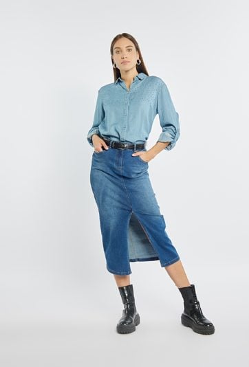 Modna jeansowa spódnica