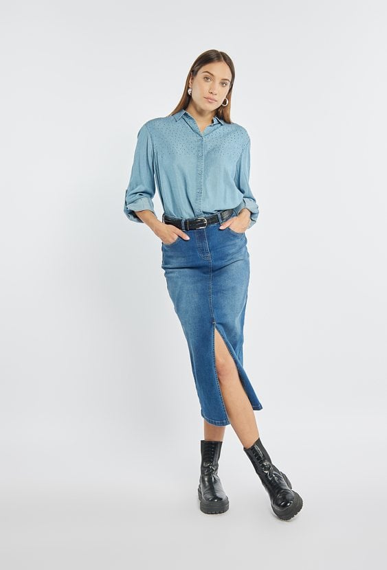 Modna jeansowa spódnica