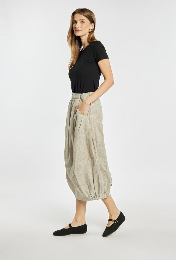 Lniana spódnica midi