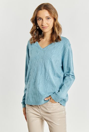 Sweter damski z dekoltem w serek