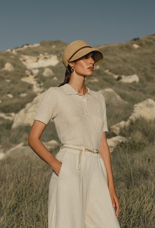 Eleganckie, jasne spodnie  z dodatkiem lnu