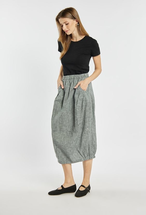 Lniana spódnica midi