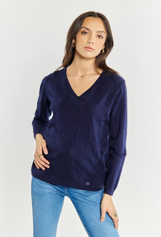 Sweter damski z dekoltem w serek