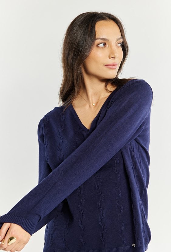 Sweter damski z dekoltem w serek