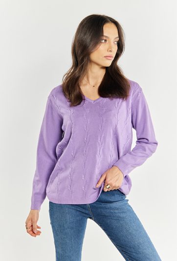 Sweter damski z dekoltem w serek