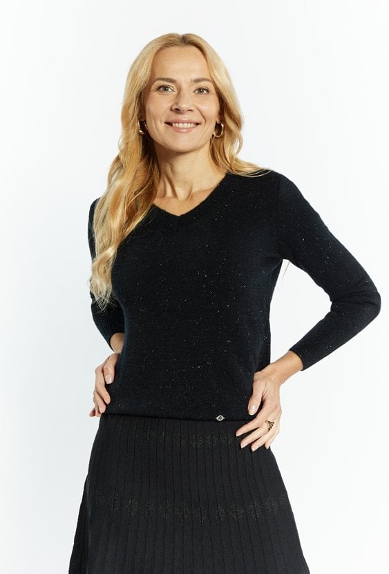 Połyskujący sweter damski