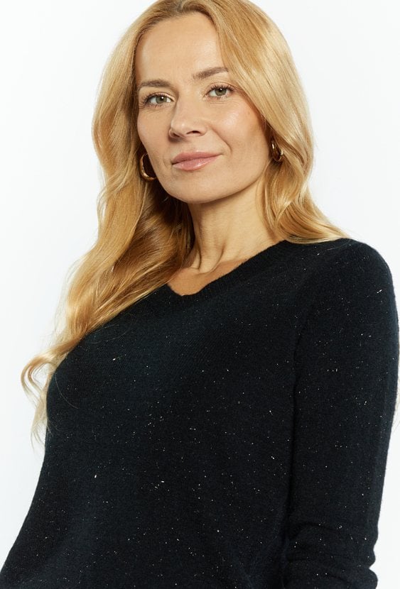 Połyskujący sweter damski