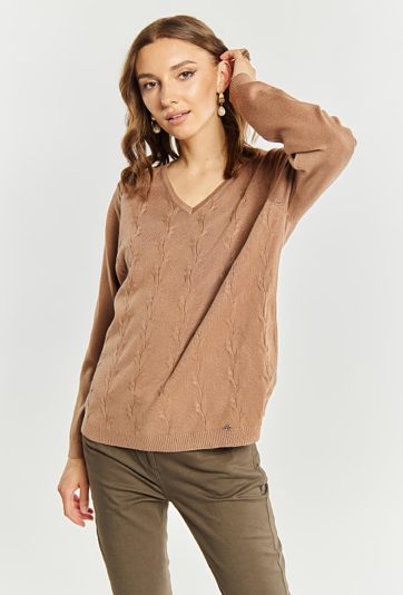 Sweter damski z dekoltem w serek