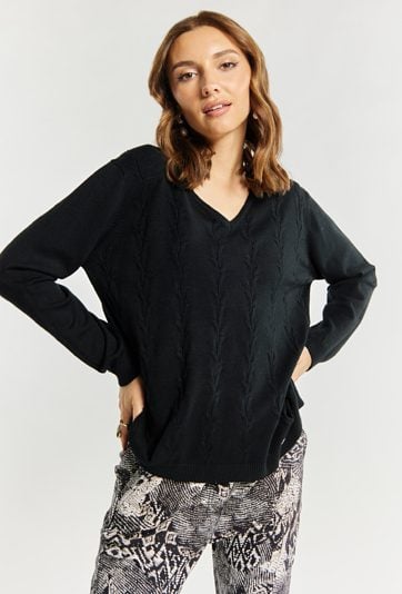 Sweter damski z dekoltem w serek