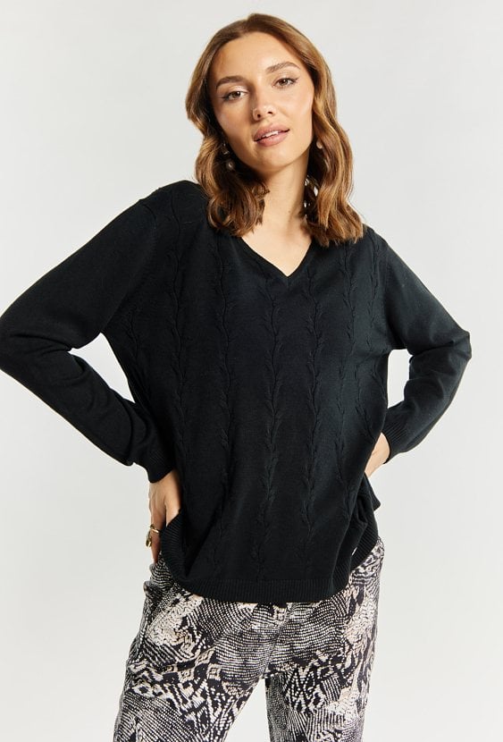 Sweter damski z dekoltem w serek