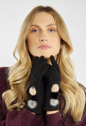 Klasyczne rękawiczki z pomponami