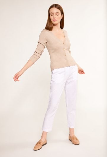 Prążkowany sweter o krótkim kroju