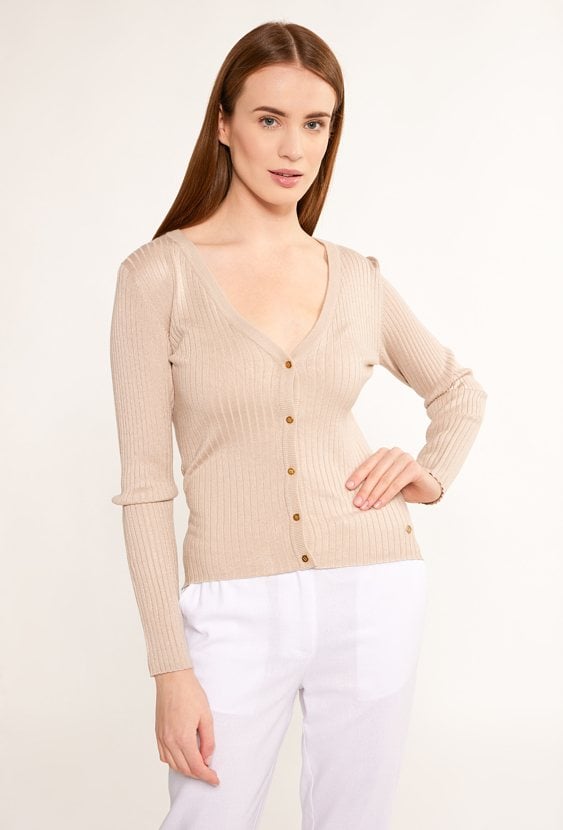 Prążkowany sweter o krótkim kroju