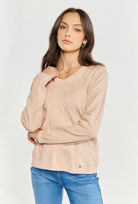 Sweter damski z dekoltem w serek