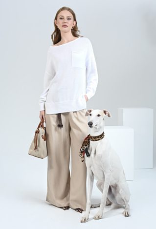 Sweter z bawełny z ozdobna kieszonką