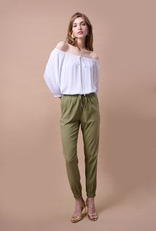 Wiskozowe spodnie w kolorze khaki