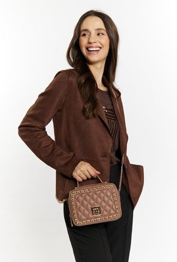 Mały kuferek damski z biżuteryjnym wykończeniem