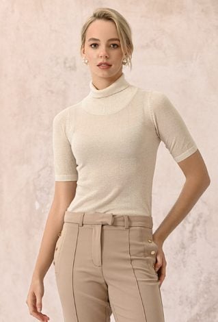 Wiskozowy golf z metaliczną nicią