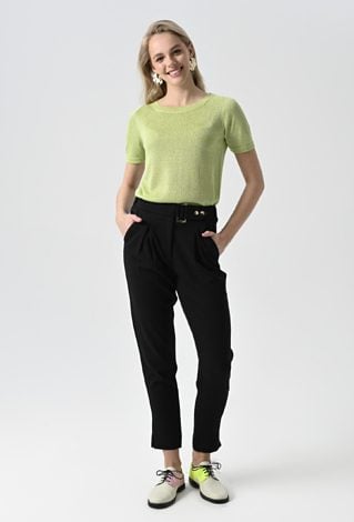 Wiskozowy sweter z metaliczną nicią