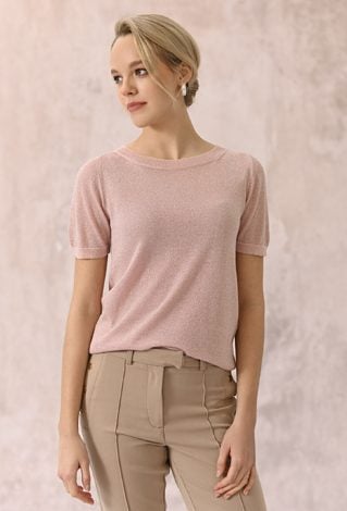 Wiskozowy sweter z metaliczną nicią