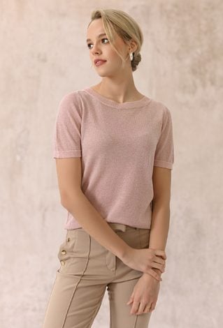 Wiskozowy sweter z metaliczną nicią