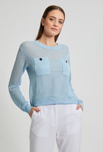 Połyskujący sweter z siateczki