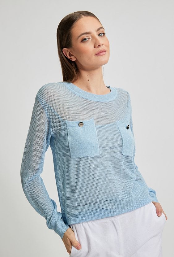 Połyskujący sweter z siateczki