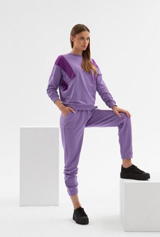 Fioletowe spodnie dresowe z bawełny