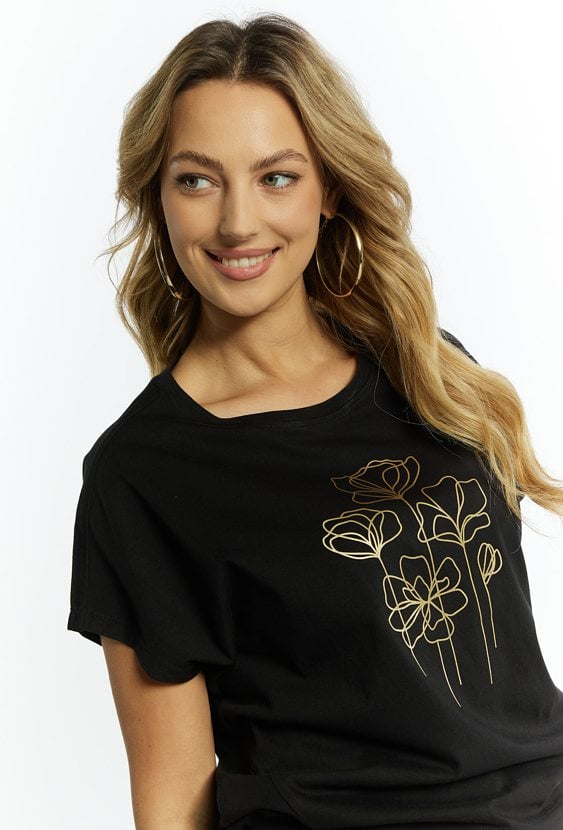T-shirt damski z nadrukiem kwiatowym