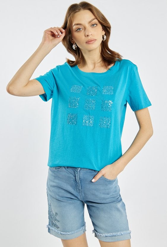 T-shirt damski z aplikacjami