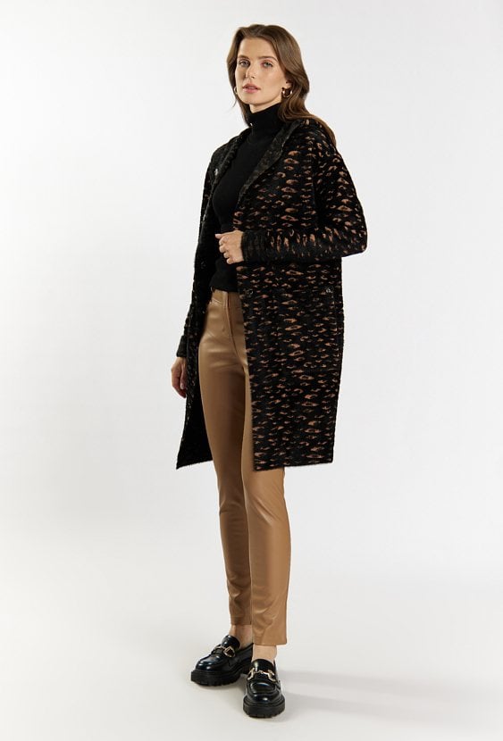 Sweter płaszczowy z wzorem