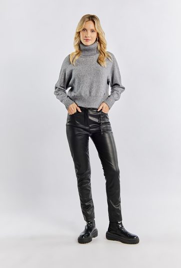 Spodnie damskie z imitacji skóry