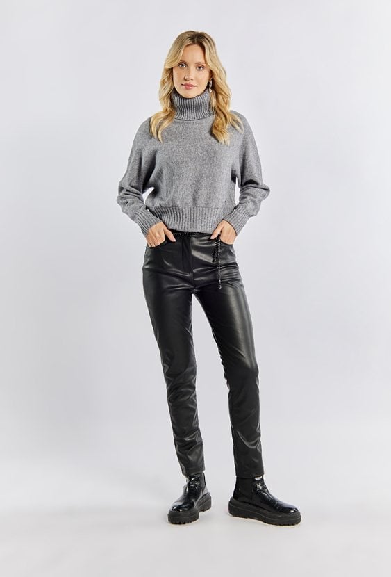 Spodnie damskie z imitacji skóry