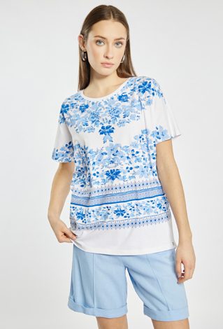 T-shirt damski z bawełny i modalu