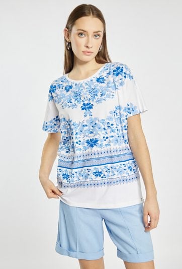 T-shirt damski z bawełny i modalu