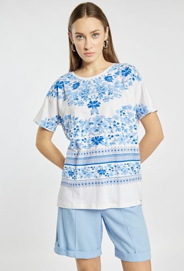 T-shirt damski z bawełny i modalu