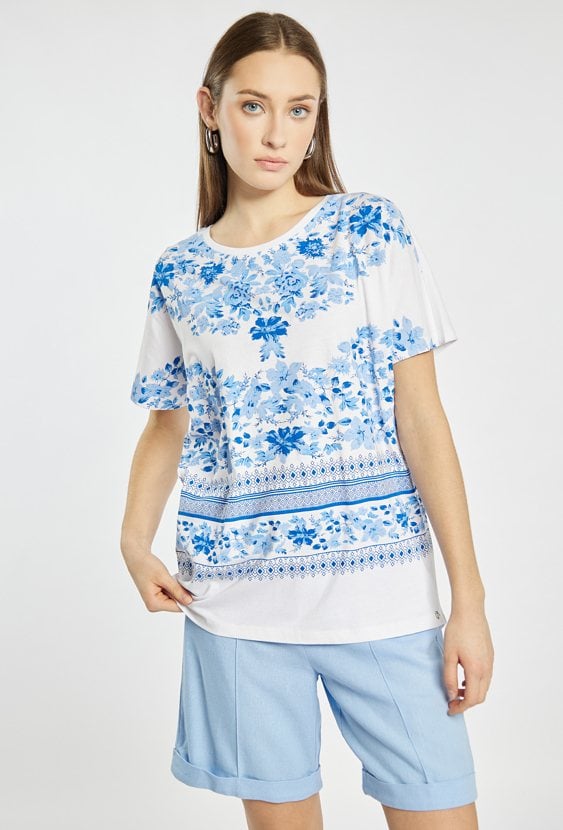 T-shirt damski z bawełny i modalu