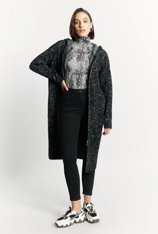 Sweter płaszczowy z kapturem